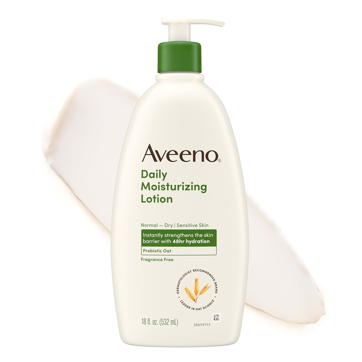 Aveeno Daily Moisturizing Body Lotion, Fragrance-Free, 18 fl. oz — product packaging