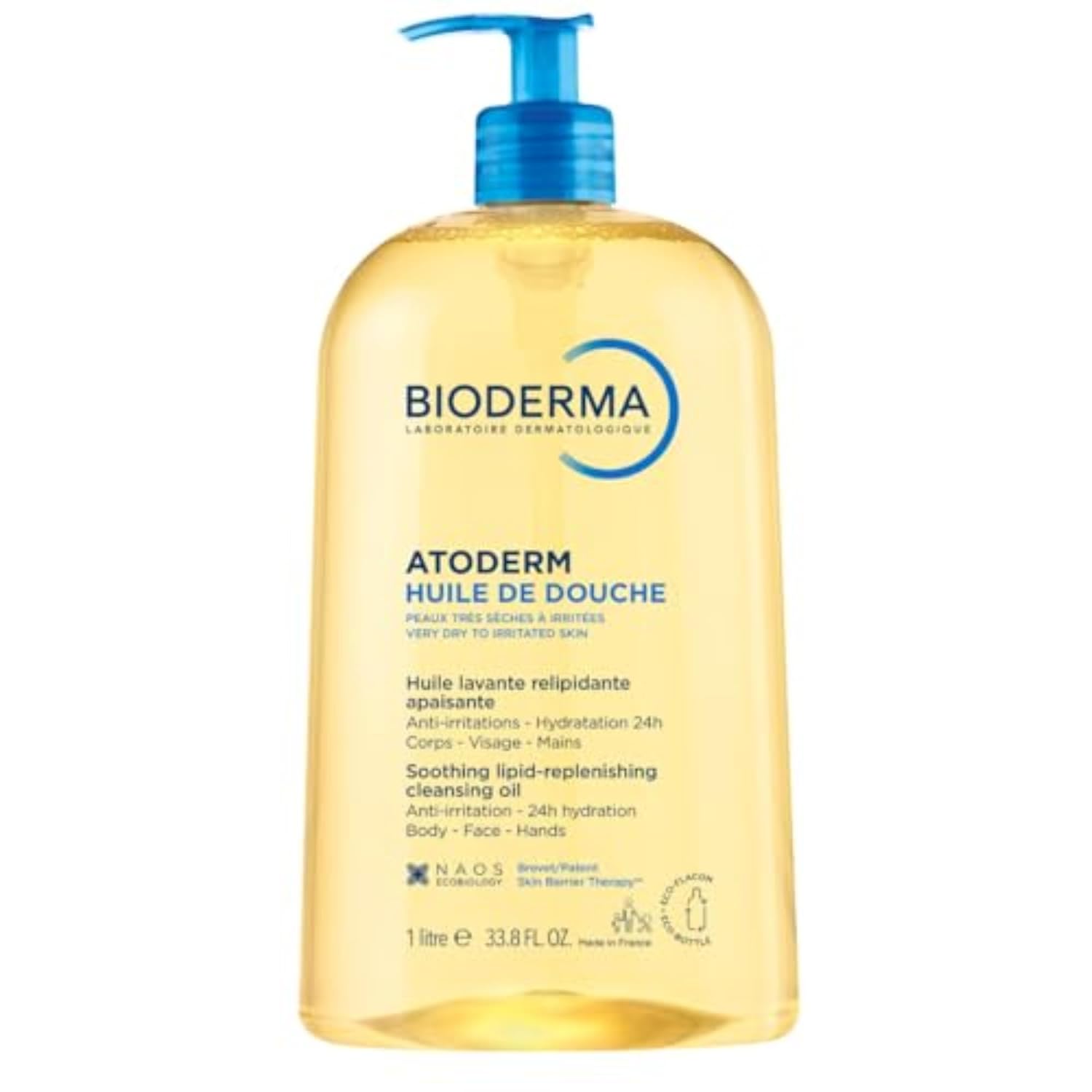 Bioderma Atoderm shower oil in a one-liter pump bottle