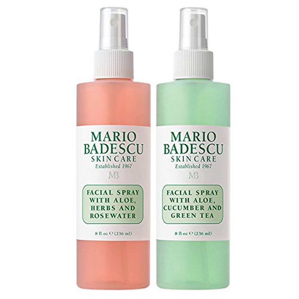 Mario Badescu facial spray duo with rosewater, cucumber and green tea varieties