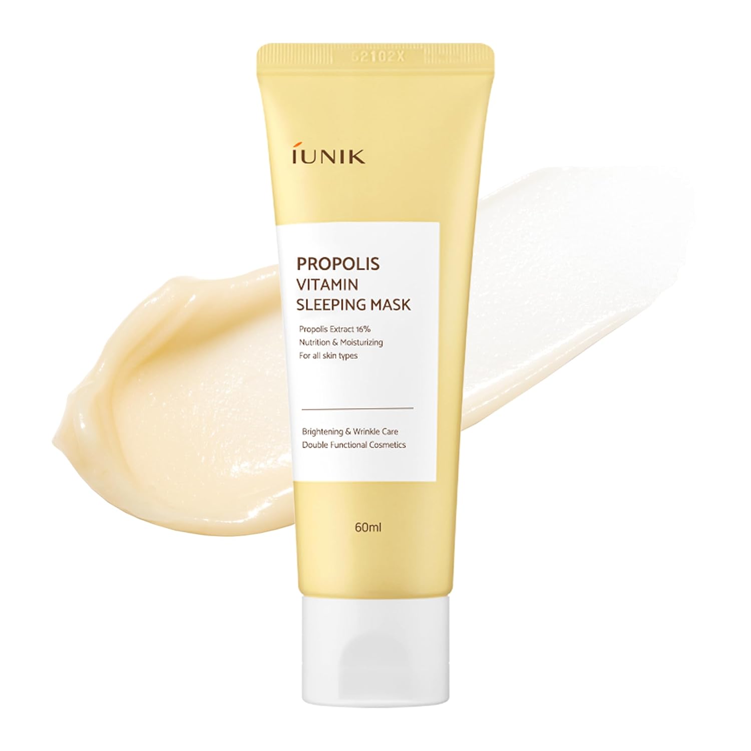 iUNIK Propolis Vitamin Sleeping Mask, 60 mL / 2.02 fl oz tube, leave-on gel-cream packaging