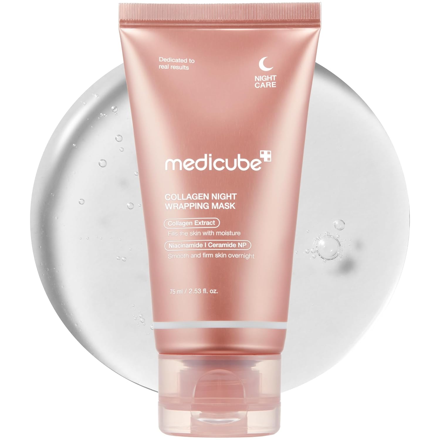 medicube Collagen Night Wrapping Mask, 2.53 fl oz tube; brush not included, peel-off wrapping film packaging