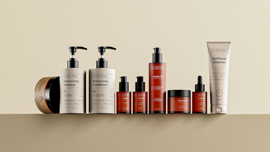 Scalp treatment serums and haircare oils arranged for a fall haircare routine